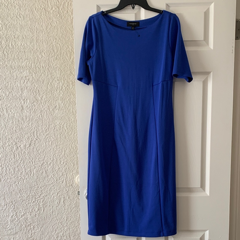 Banana Republic Royal Blue Short-Sleeve Midi Dress